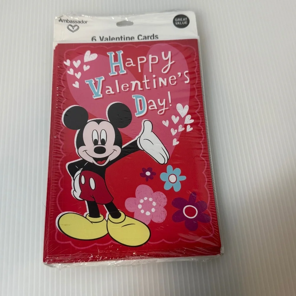 Walt Disney Mickey Mouse Valentine's Day Cards Ambassador Hallmark Cards Vintage